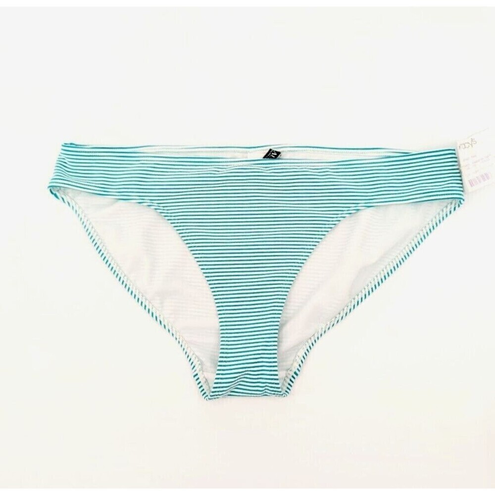 LAUREN RALPH LAUREN Bikini Bottom Women 16 Green Striped‎ Swimsuit Resort